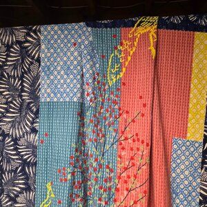 Anthropologie BOHO Patchwork Embroidered Shower Curtain